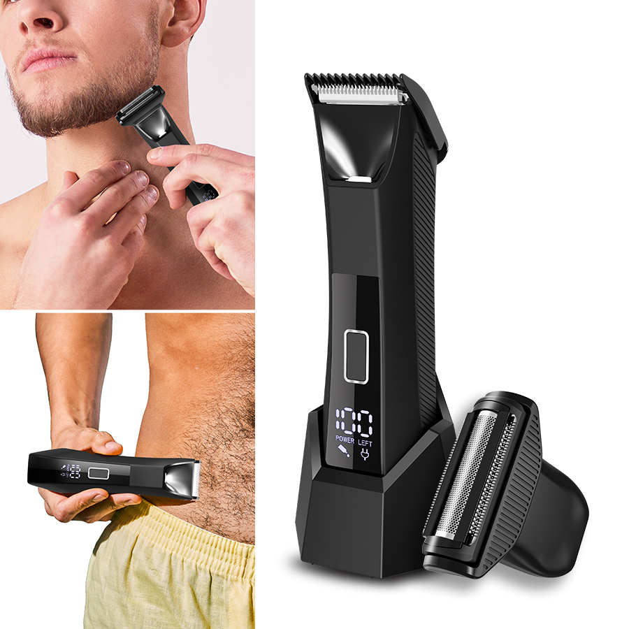 Beard Trimmer Cordless - IPX6 Waterproof 2-in-1 Groin/Body Trimmer -