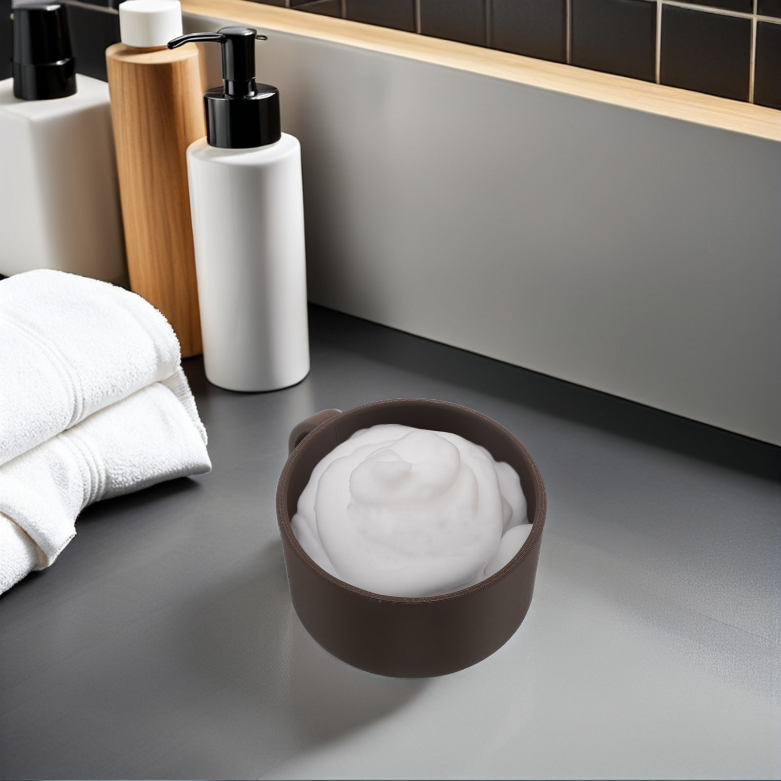 Shaving Bowl for Men Brown Wid - Men'S Beard Grooming のレビューと価格