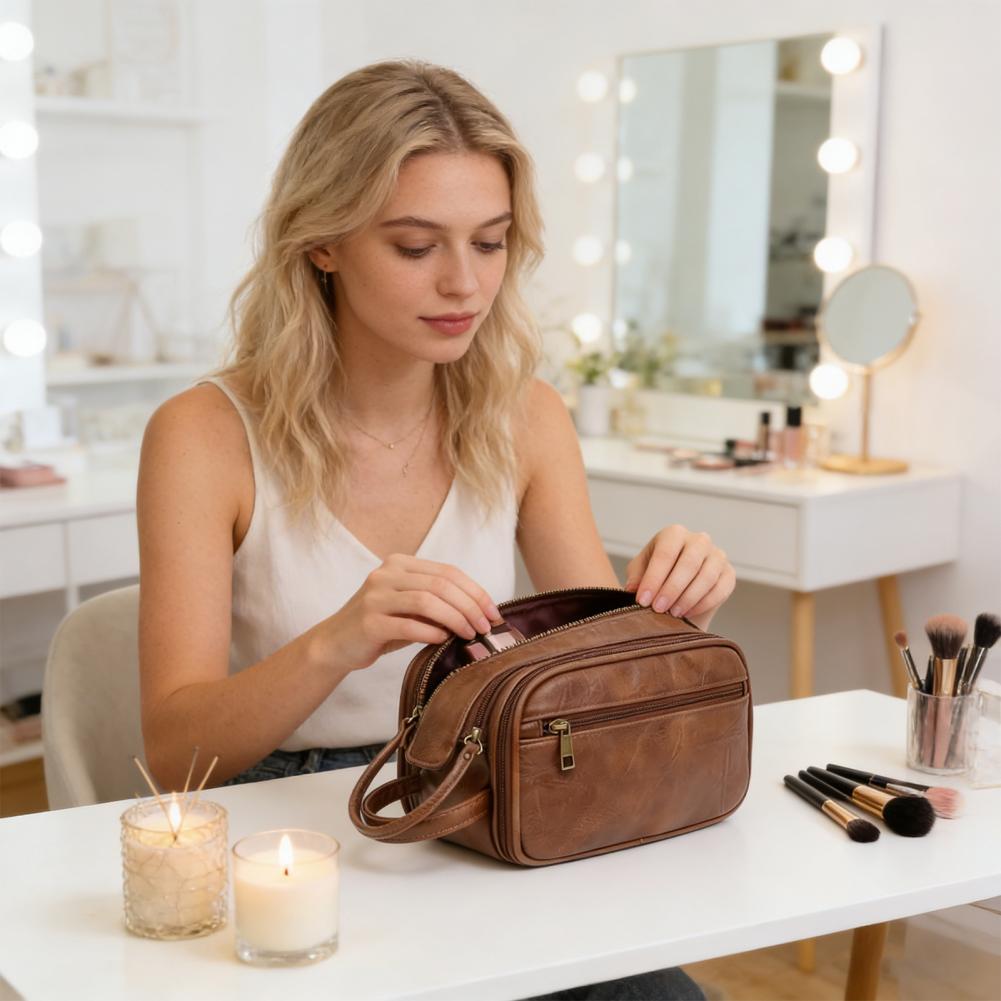 Travel Makeup Bag Faux Leather - Men'S Grooming Makeup のレビューと価格