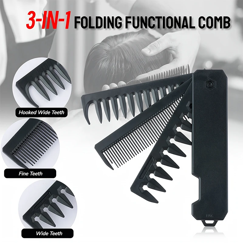 3-in-1 Folding Beard Comb for  - Mens Grooming Box のレビューと価格