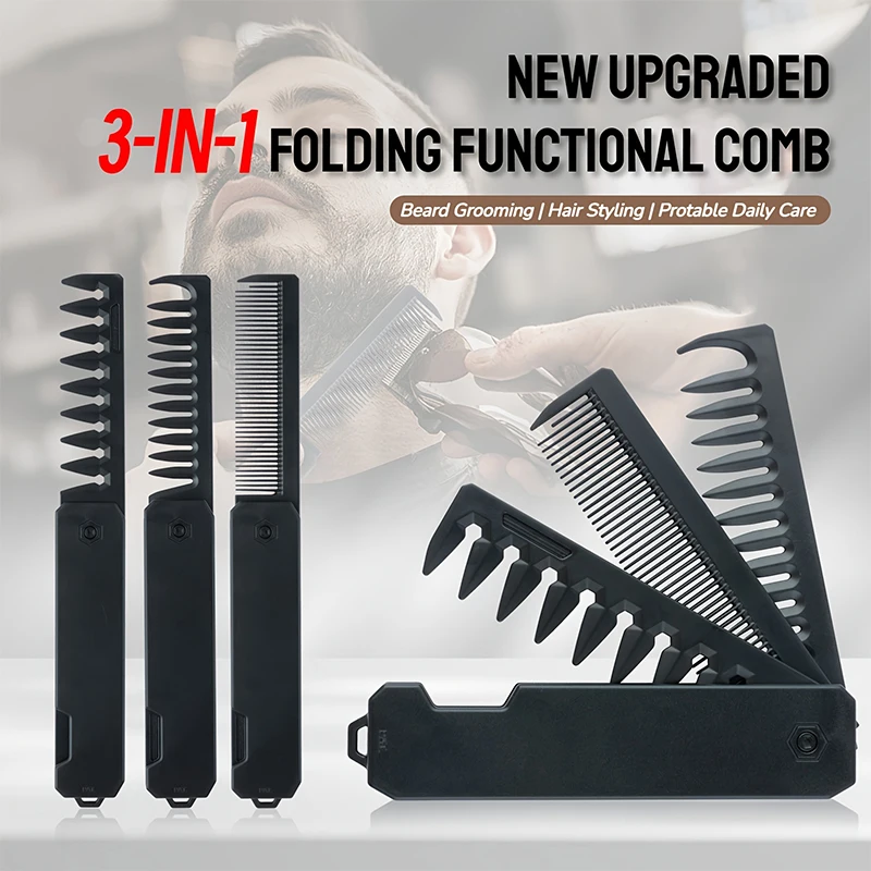 3-in-1 Folding Beard Comb for  - Mens Grooming Box のレビューと価格